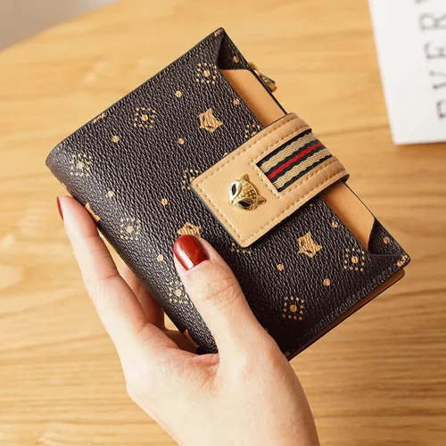 Vista 2 de EUNI Carteras de piel sintética para mujer, carteras pequeñas, monederos con cremallera para mujer, portatarjetas de tarjetas de crédito, carteras