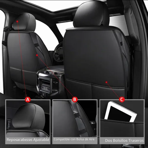 Vista 3 de MIROZO 2 piezas de fundas para asientos delanteros para Dodge Ram, cubierta impermeable para asiento de camión compatible con RAM 1500 2500 3500
