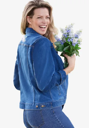 Vista 4 de Woman Within - Cárdigan de mezclilla elástica para mujer, talla extra grande