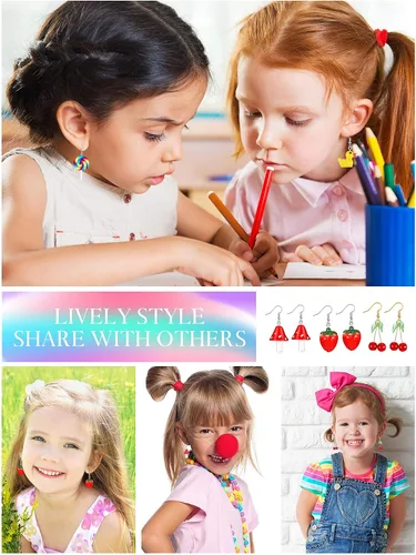 Vista 5 de 20 pares de aretes divertidos, adorables y raros para mujeres y niñas, con inclusión de osito de goma, té con leche, pez dorado, caricatura pintada