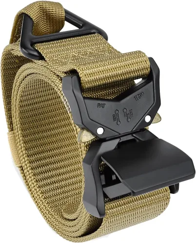 Vista 9 de MOZETO Cinturón táctico para hombre de 1.5 pulgadas de nailon para trabajo de combate, cinturón resistente con hebilla de talón de liberación rápida