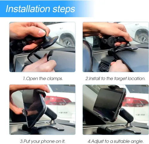 Vista 5 de Soporte para teléfono de automóvil, espejo retrovisor para salpicadero, rotación de 360 grados, ultra estable y antideslizante, compatible