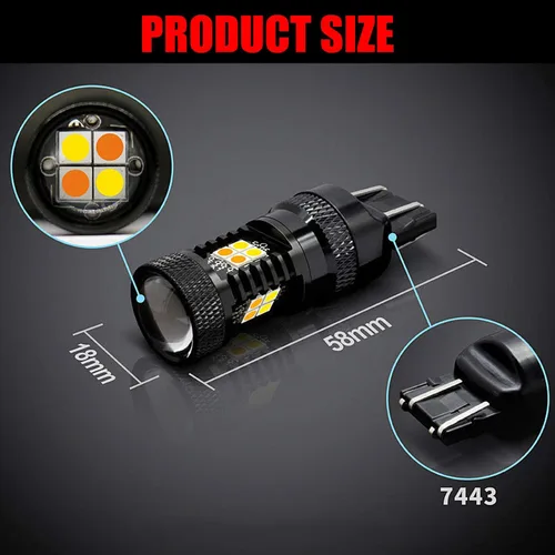 Vista 3 de Conjunto de chips extremadamente brillantes 3030 blanco/amarillo 3157 3155 3457 4157 bombillas LED con proyector para luces de giro delanteras/DRL