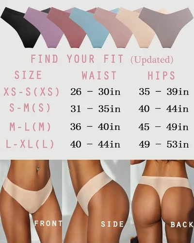 Vista 5 de ALL OF ME Tangas sin costuras para mujer bragas que no se muestran cintura en V elástica transpirable sexy paquete de 9 unidades XS-L