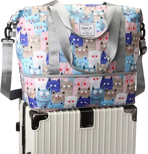 Vista 2 de Bolsa de viaje expandible, bolsa de viaje para el fin de semana, bolsa de gimnasio para mujer