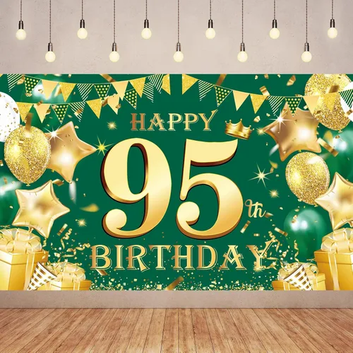 Vista 8 de Cartel de feliz cumpleaños número 100 de oro verde, 3.6 x 6 pies, montaje en pared, fiesta, cumpleaños Oro verde 100