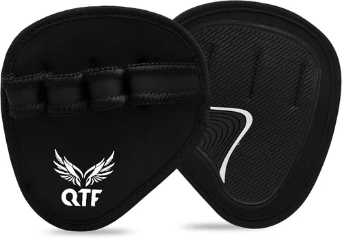 Vista 8 de QTF Puños de elevación para levantamiento de pesas, guantes de goma para gimnasio, protector de palma de gimnasio, almohadillas de agarre