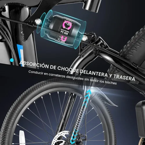 Vista 7 de Vivi Electric Bike for Adults, 750W Rated Folding Electric Mountain Bike 26'' Commuter Ebike 20MPH Foldable Ebike Adult Electric Bicycles with