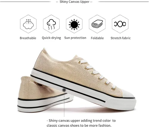 Vista 4 de Adokoo - Tenis informales de lona para mujer, caña baja, con cordones, cómodos, para caminar