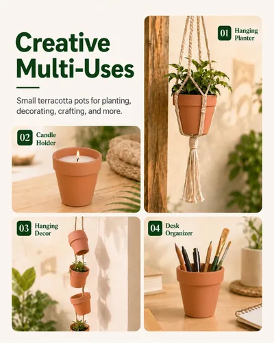 Vista 4 de Macetas de terracota y arcilla de 4 pulgadas para plantas, paquete
