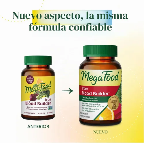 Vista 2 de MegaFood Suplemento de hierro constructor de sangre, apoyo energético, vegano, 30 tabletas Increase Iron Levels Without Side Effects, Improves