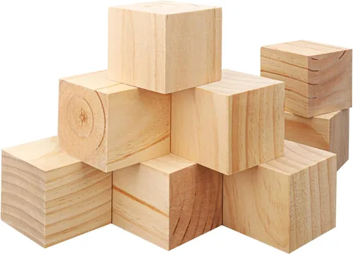 Vista 8 de 80 cubos de madera de alta calidad de 2 pulgadas, cubos de madera de pino natural para manualidades, bloques de madera listos para proyectos