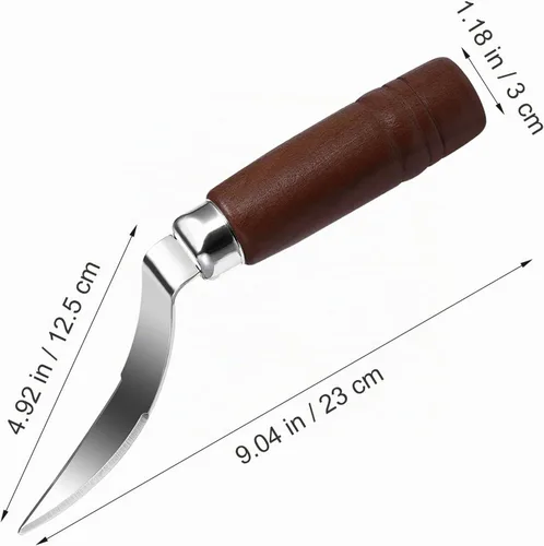 Vista 4 de DOITOOL Herramienta de eliminación de carne de coco cuchillo raspador de coco fresco de acero inoxidable con mango ergonómico de madera