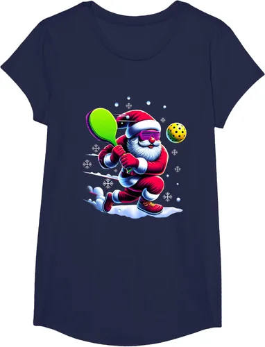 Vista 25 de Pickle Ball Navidad Santa Deporte Jugador Padel Raqueta Snow Camiseta Negro