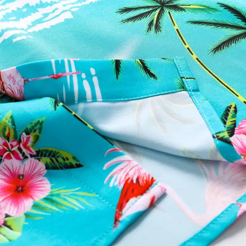 Vista 6 de Camisa hawaiana para hombre, manga corta, con botones, ropa de playa, unisex, flamencos de verano, camisas florales Aloha