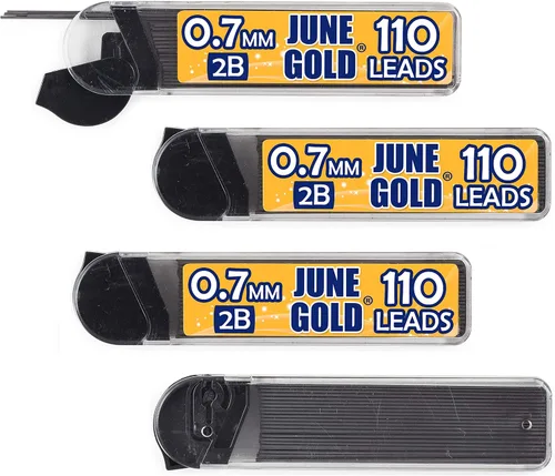 Vista 17 de June Gold 820 unidades, 0.3 mm 2B repuestos de plomo, 205 piezas por dispensador, grosor extra fino, plomo resistente a la rotura/grafito