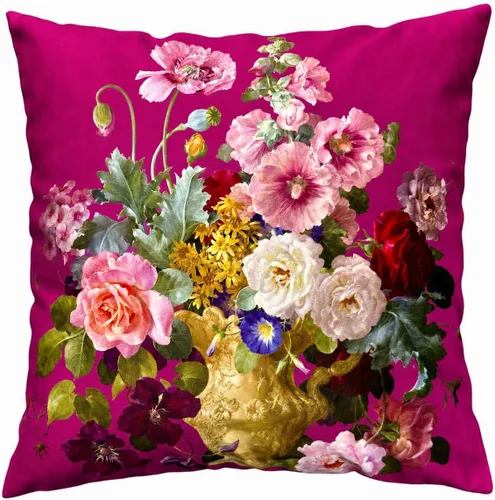 Vista 50 de Funda de cojín floral ligera de lujo, 18 x 18 pulgadas, pintura al óleo retro victoriana de doble cara, fondo negro, flor vibrante, funda de cojín