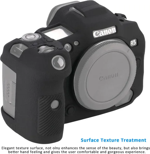 Vista 3 de Easy Hood - Funda protectora para cámara Canon EOS R5, color negro Funda protectora de silicona suave, ligera, delgada, antiarañazos, a prueba
