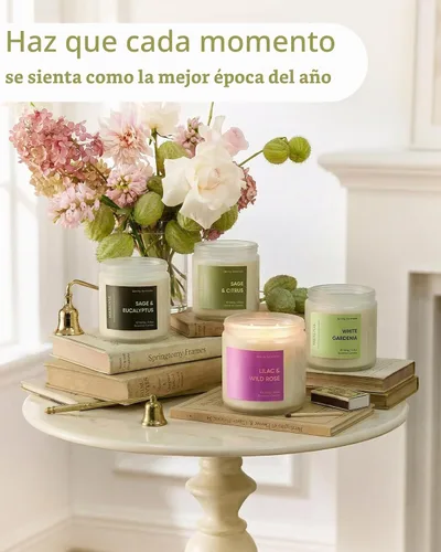 Vista 8 de M&SENSE Vela perfumada rosa de jazmín – Cera de soja natural de 11.6 onzas, 70 horas de tiempo de combustión de larga duración, vela de primavera