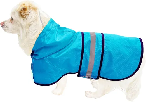 Vista 15 de Impermeable para Perros Resistente al Agua Reflectante - Poncho Ligero Transpirable con Capucha Abrigo Chaqueta de Lluvia con Correa Ajustable