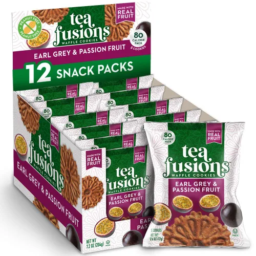 Vista 8 de Reko Tea Fusions - Galletas de gofre, té negro y grosella, paquetes de aperitivos envueltos individualmente, pizzelas italianas finas sin sabores ni