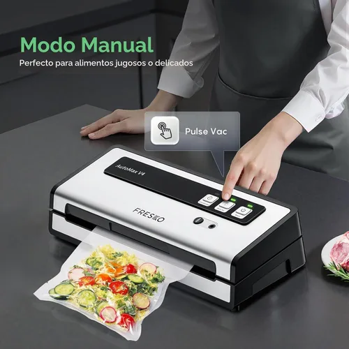 Vista 4 de FRESKO Máquina selladora al vacío con detección automática de bolsas, juego de accesorios al vacío de tarro Mason, doble sellado térmico, fácil