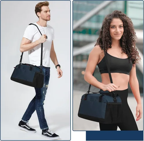 Vista 7 de Bolsa de gimnasio pequeña con bolsillo húmedo, Azul marino, Bolsa de gimnasio pequeña