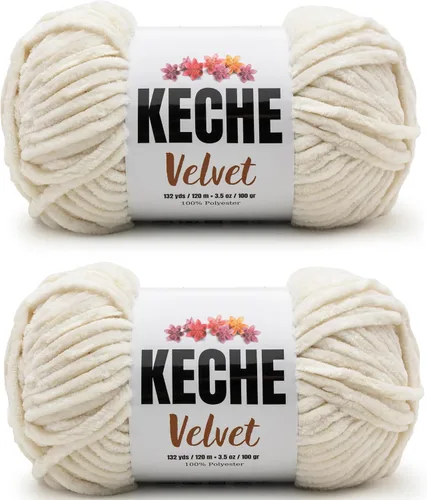 Vista 95 de Keche Hilo para ganchillo, hilo de terciopelo, chenilla suave, manta de bebé voluminosa amigurumi Yarn 3.53 oz (132 yardas) - Arona