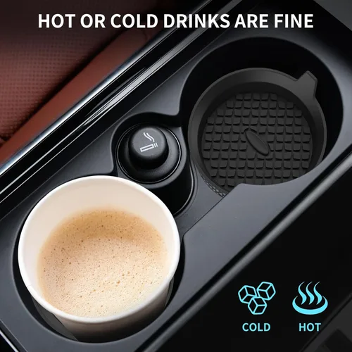 Vista 6 de ME.FAN Posavasos para Portavasos de Coche [Paquete de 4] Alfombrillas de Silicona para Tazas, Accesorios Interiores Universales Antideslizantes