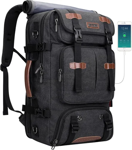 Vista 10 de WITZMAN Mochila de Viaje para Hombres 40L Grande Equipaje de Mano Aprobado por Aerolíneas Convertible 3 en 1 Bolsas para Laptop Caben 17 pulgadas