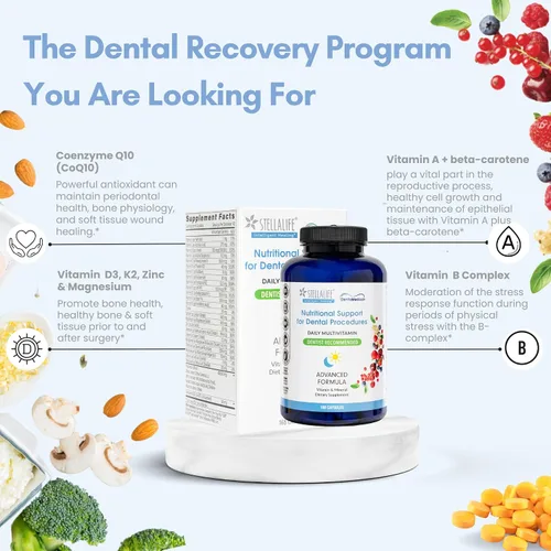 Vista 3 de StellaLife DentaMedica - Soporte nutricional multivitamínico diario vegano para una recuperación más rápida de la cirugía dental, VIT D3 K2 C B Zinc