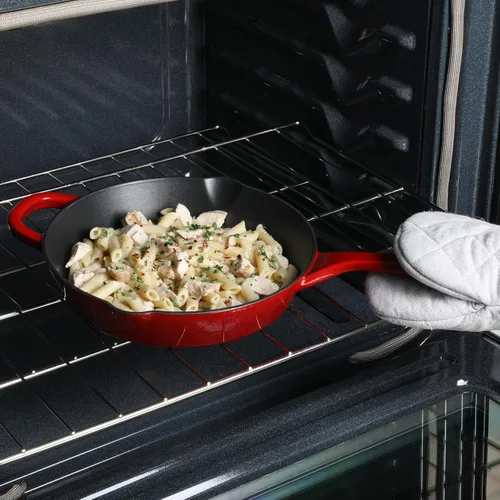 Vista 3 de Crock-Pot Sartén de hierro fundido esmaltado europeo de 10 pulgadas - rojo degradado