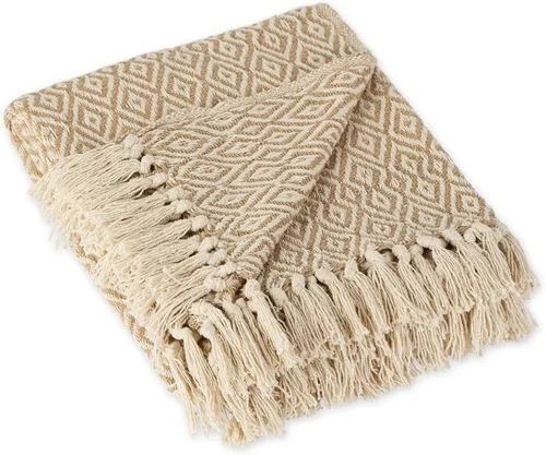 Vista 13 de DII Rustic Farmhouse Manta tejida con doble diseño de diamantes, 50x60, Marrón