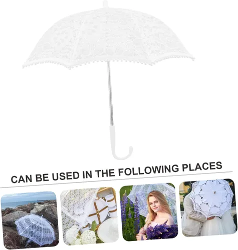 Vista 7 de IMIKEYA 2pcs Lace Umbrella Girl Umbrella Bridal Parasol Vintage Umbrellas for Girl Bride Parasol Wedding Umbrellas Parasols for Girl Iron Wedding