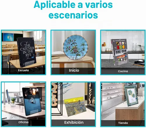 Vista 4 de Boloyo Soporte de Libro de Acrílico con Ala, 4 piezas, soporte de caballete de acrílico transparente de 4 pulgadas, soporte de exhibición