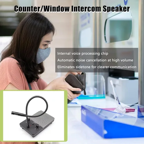 Vista 3 de Intercomunicador de ventana con altavoz exterior, altavoz alto, intercomunicador de voz de doble vía, interfaz de contador bancario, sistema