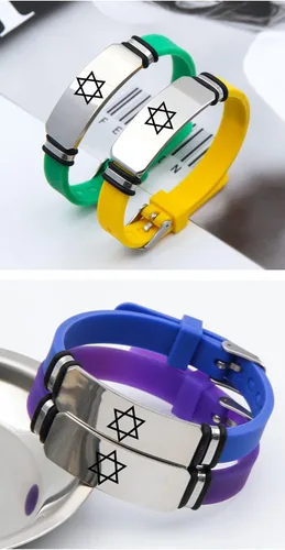 Vista 4 de ForeverWill Pulsera de silicona ajustable con estrella de David de Jerusalén para mujeres hombres adolescentes judaísmo Israel brazalete judío Mogen