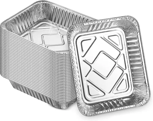 Vista 8 de MontoPack - Bandejas de aluminio con papel de aluminio tamaño medio para asar, juego de 10 unidades de 9x13 para cocinar, hornear y catering