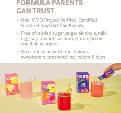 Vista 5 de Cure Hydration - Kids Electrolyte Drink Powder Classic Grape 14 Packets