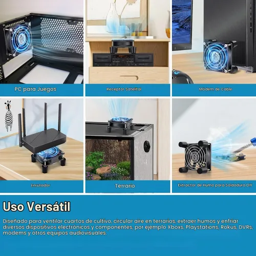 Vista 2 de GDSTIME 80mm Computer Fan with AC Plug, Variable Speed PC Fan w/Controller