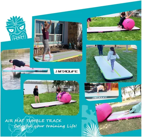 Vista 7 de Gymnastics Air Roller Air Barrel, Inflatable Tumble Roller Mat, Air Roller Gymnastics Barrel Kids Back Somersault Backbend Trainer for Yoga Training