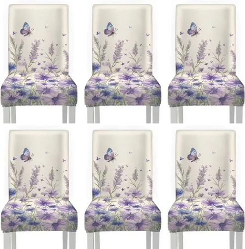 Vista 49 de Rnyleeg Juego de 1 funda para sillas de comedor con diseño de mariposa y rosa azul, elegante, suave, lavable, para cocina, hotel, ceremonia