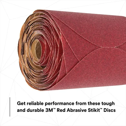 Vista 3 de 3M Discos abrasivos Stikit rojos, 01116, 15.24 cm, P80, 100 discos por rollo