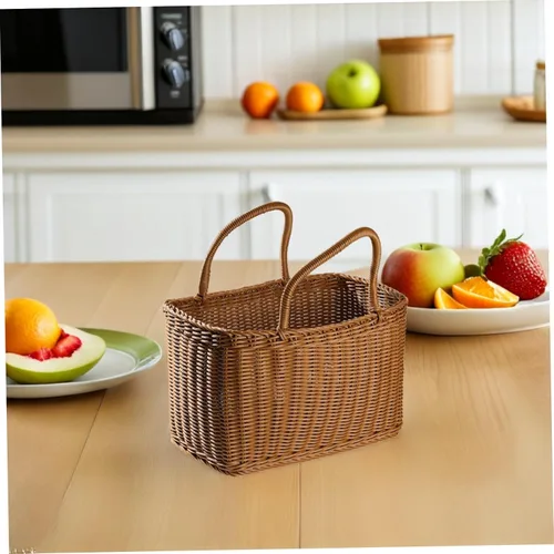 Vista 9 de VICASKY Cesta de recolección de flores tejidas con asa rectangular de mimbre de ratán para mujer, cesta de paja retro para dulces, cesta de flores