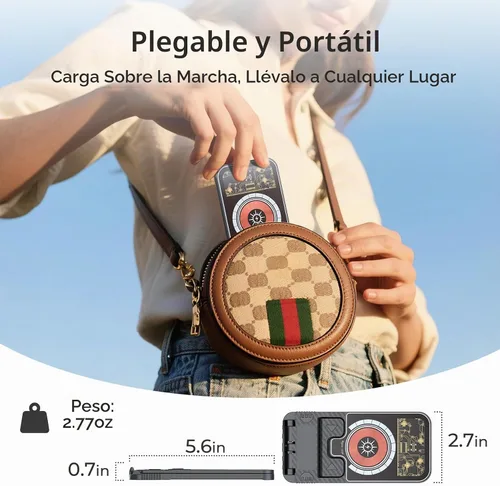 Vista 5 de Paquete de 2 cargadores de teléfono inalámbricos rápidos de 15 W, estación de carga inalámbrica plegable para teléfono celular compatible con iPhone