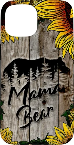 Vista 6 de Funda de regalo para el día de la madre con diseño de girasol de madera rústica para iPhone 16 Mama Bear