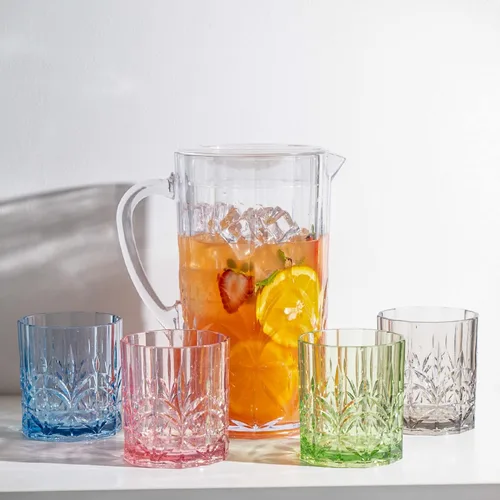 Vista 2 de BELLAFORTE - Vaso corto irrompible de plástico Tritan, juego de 4, 13 oz - Vasos de bebida de corte de cristal irrompibles Myrtle Beach al
