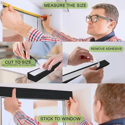 Vista 4 de Mirrotek Persianas plisadas de papel para ventana, persianas para oscurecer la habitación, color negro, 36 x 69 pulgadas