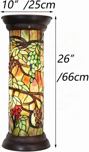 Vista 4 de Bieye L10769 Grape Vine Tiffany Style Lámpara de pie con pedestal de vitrales para decoración, 28 pulgadas de alto