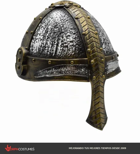 Vista 5 de Nicky Bigs Novelties - Casco de caballero cruzado plateado, ribete dorado